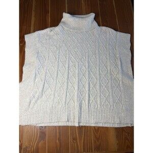 Loft Cable Knit Poncho Sweater Womens XS/S Cowl Neck Fisherman Neutral Beige